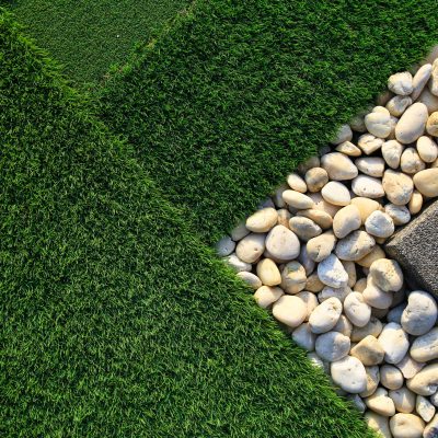 Decorative,Ground,In,The,Garden,With,Artificial,Grass,,Gravel,And